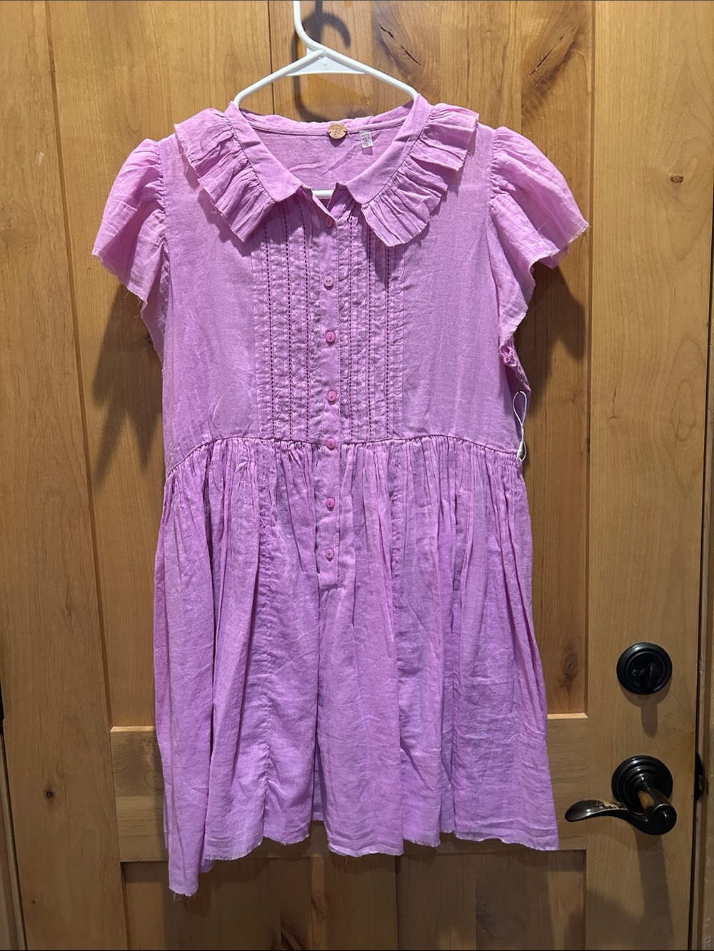 Women’s Pink Ruffle-Collar Button Front Blouse/Babydoll Dress
